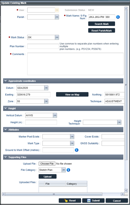 Edit existing mark height using AVWS datum